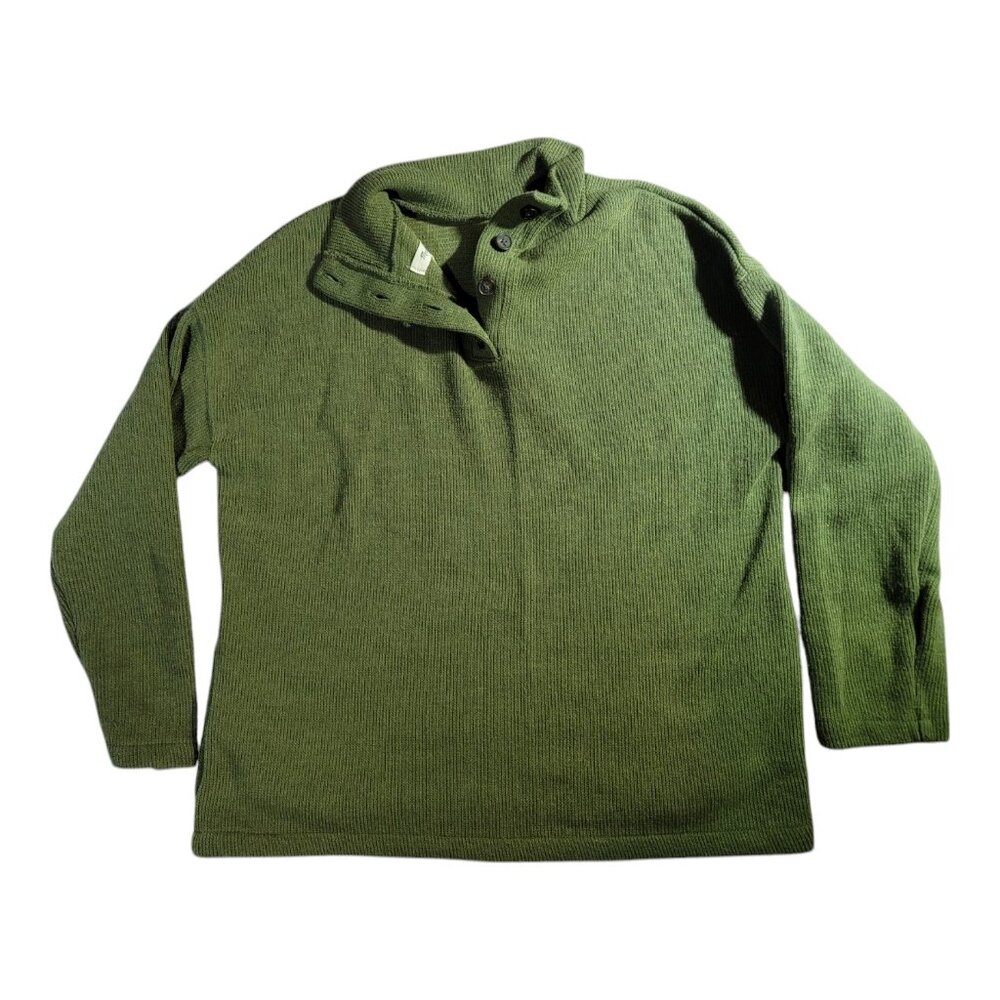Madewell Collared Sweater, Green with Buttons